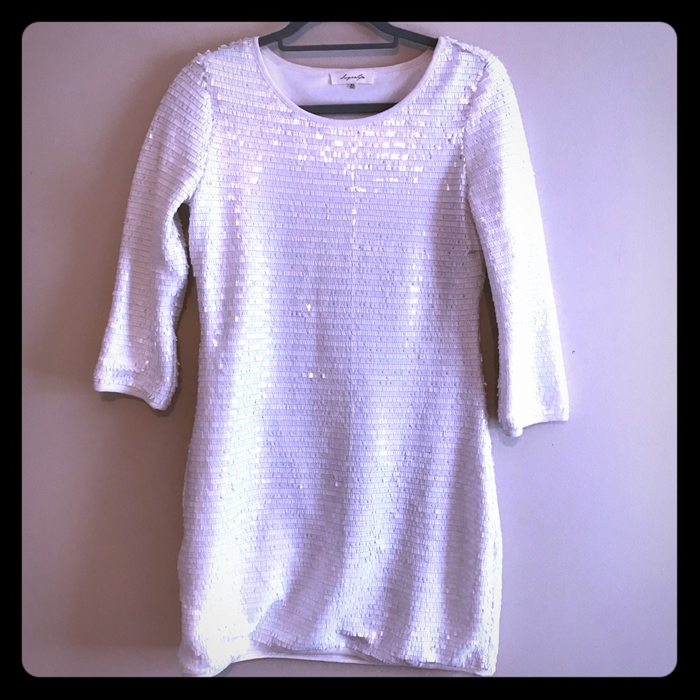 Winter White Sequin Cocktail Dress